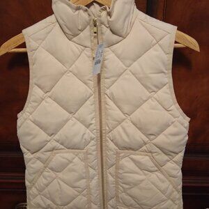 J Crew Factory Quilted Vest Ladies XXS NWT's Light Beige